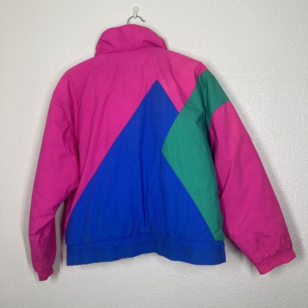 VINTAGE Sport Obermeyer Jacket Womens 8 Pink Colorblock Diamond Ski Puffer 90s - Picture 6 of 16